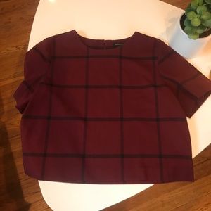 Burgundy cropped plaid top from Banana Republic